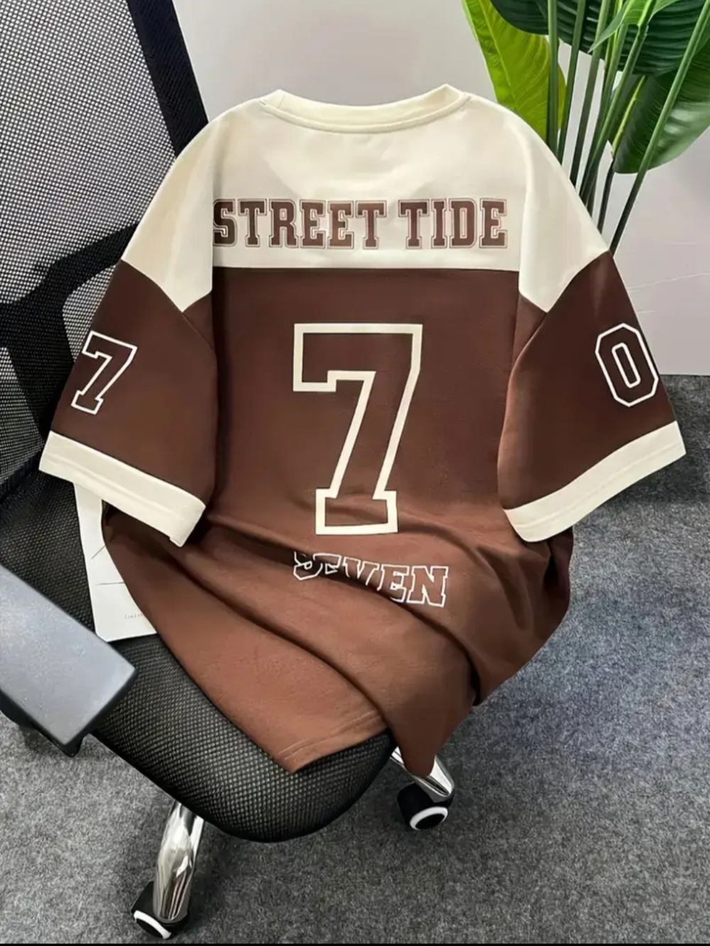 Brown & Cream Graphic Jersey Tee